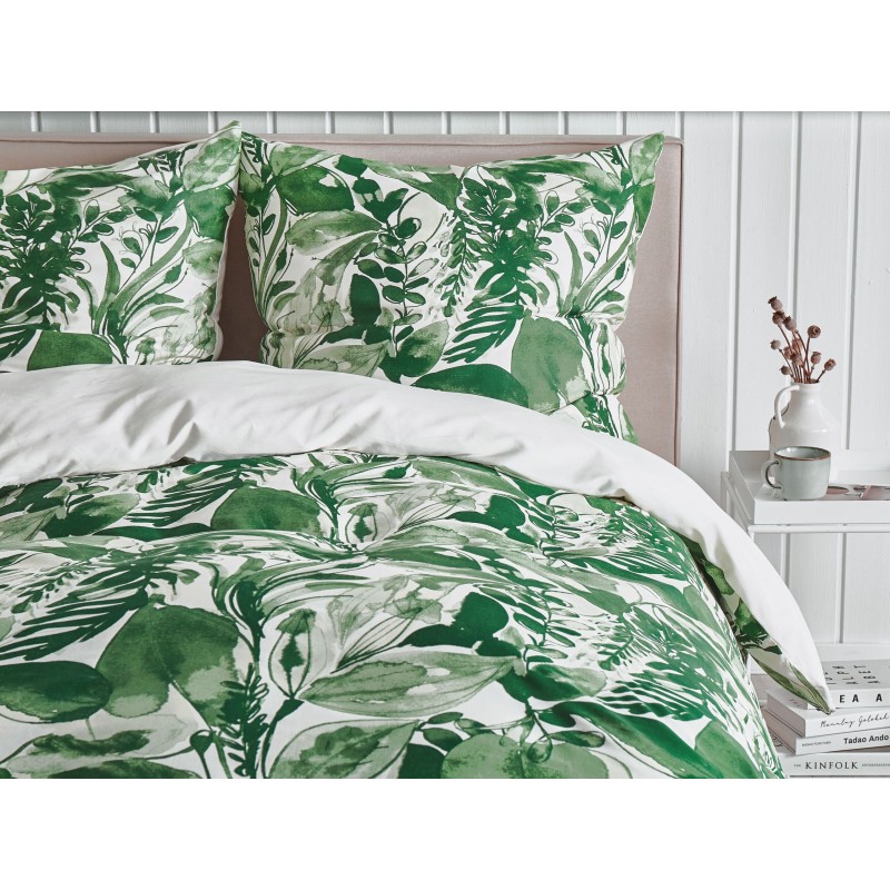 Komplet pościeli GREENWOOD Bawełna satynowa 155 x 220 cm Zielony Komplet pościeli GREENWOOD Bawełna satynowa 155 x 220 cm Zielony