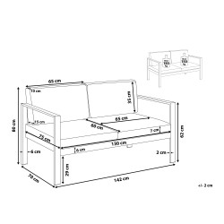 Sofa ogrodowa 2-osobowa jasnoszara SALERNO Sofa ogrodowa 2-osobowa jasnoszara SALERNO