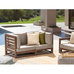 Sofa ogrodowa z certyfikowanego drewna 2-osobowa ciemna TRANI Sofa ogrodowa z certyfikowanego drewna 2-osobowa ciemna TRANI