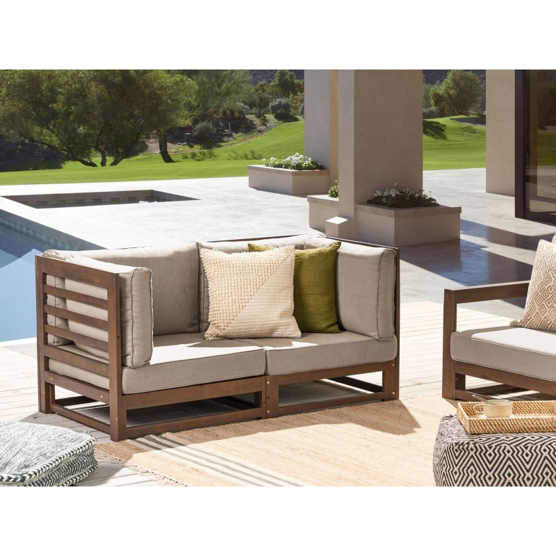 Sofa ogrodowa z certyfikowanego drewna 2-osobowa ciemna TRANI Sofa ogrodowa z certyfikowanego drewna 2-osobowa ciemna TRANI