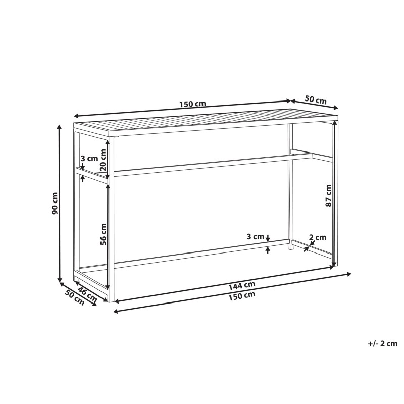 Stół ogrodowy AVETRANA 50 cm 150 cm Czarny Stół ogrodowy AVETRANA 50 cm 150 cm Czarny