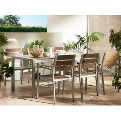 Stół ogrodowy VERNIO 180 cm 90 cm Metal Brązowy Stół ogrodowy VERNIO 180 cm 90 cm Metal Brązowy