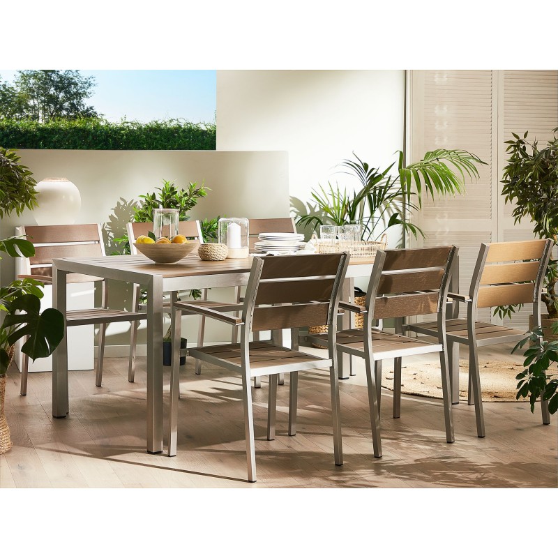 Stół ogrodowy VERNIO 180 cm 90 cm Metal Brązowy Stół ogrodowy VERNIO 180 cm 90 cm Metal Brązowy