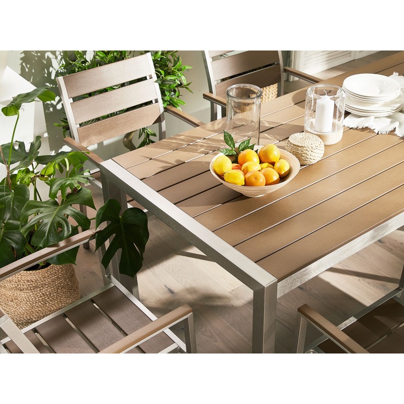 Stół ogrodowy VERNIO 180 cm 90 cm Metal Brązowy Stół ogrodowy VERNIO 180 cm 90 cm Metal Brązowy