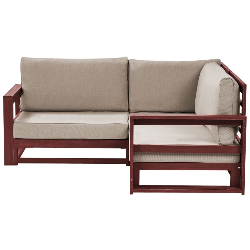 Sofa ogrodowa drewniana 2-osobowa narożna mahoniowy brąz TIMOR II Sofa ogrodowa drewniana 2-osobowa narożna mahoniowy brąz TIMOR II