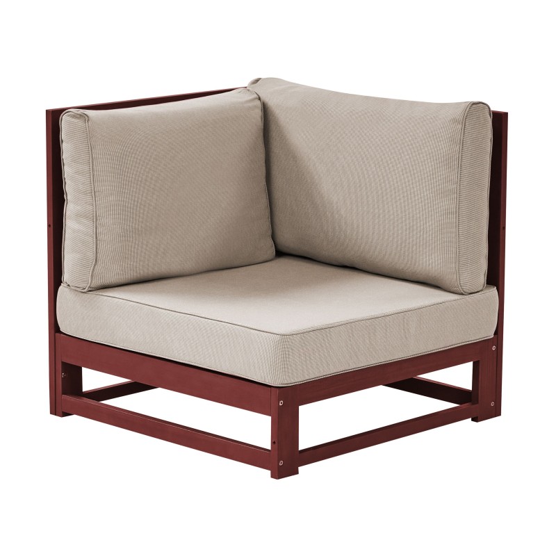 Sofa ogrodowa drewniana 2-osobowa narożna mahoniowy brąz TIMOR II Sofa ogrodowa drewniana 2-osobowa narożna mahoniowy brąz TIMOR II
