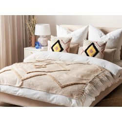 Koc JAUNPUR Bawełna 130 x 180 cm Beżowy Koc JAUNPUR Bawełna 130 x 180 cm Beżowy