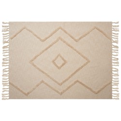 Koc JAUNPUR Bawełna 130 x 180 cm Beżowy Koc JAUNPUR Bawełna 130 x 180 cm Beżowy