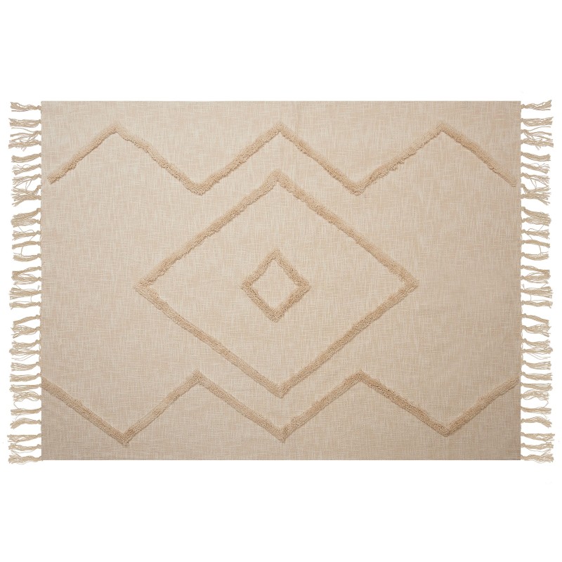 Koc JAUNPUR Bawełna 130 x 180 cm Beżowy Koc JAUNPUR Bawełna 130 x 180 cm Beżowy