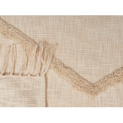 Koc JAUNPUR Bawełna 130 x 180 cm Beżowy Koc JAUNPUR Bawełna 130 x 180 cm Beżowy