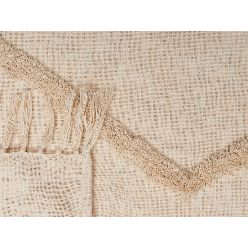 Koc JAUNPUR Bawełna 130 x 180 cm Beżowy Koc JAUNPUR Bawełna 130 x 180 cm Beżowy
