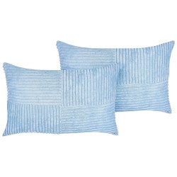 Zestaw 2 poduszek dekoracyjnych MILLET Sztruks 30 x 50 cm Niebieski Wzór geometryczny