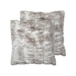 Zestaw 2 poduszek dekoracyjnych MACODES Sztuczne futro 45 x 45 cm Szary Jednolity Zestaw 2 poduszek dekoracyjnych MACODES Sztuczne futro 45 x 45 cm Szary Jednolity