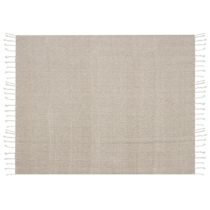 Koc TILMI Bawełna 130 x 160 cm Jasnobeżowy Koc TILMI Bawełna 130 x 160 cm Jasnobeżowy