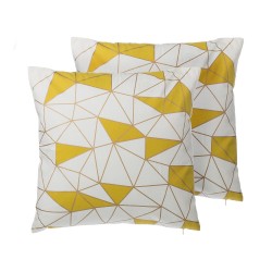 Zestaw 2 poduszek dekoracyjnych CLARKIA Bawełna 45 x 45 cm Żółty Wzór geometryczny