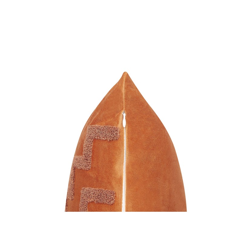 Zestaw 2 poduszek dekoracyjnych SERGIPE Welur 45 x 45 cm Pomarańczowy Wzór geometryczny Zestaw 2 poduszek dekoracyjnych SERGIPE Welur 45 x 45 cm Pomarańczowy Wzór geometryczny