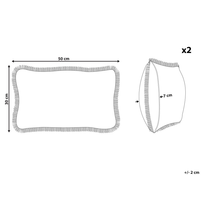 Zestaw 2 poduszek dekoracyjnych POTHOS Welur 30 x 50 cm Beżowy Jednolity Zestaw 2 poduszek dekoracyjnych POTHOS Welur 30 x 50 cm Beżowy Jednolity