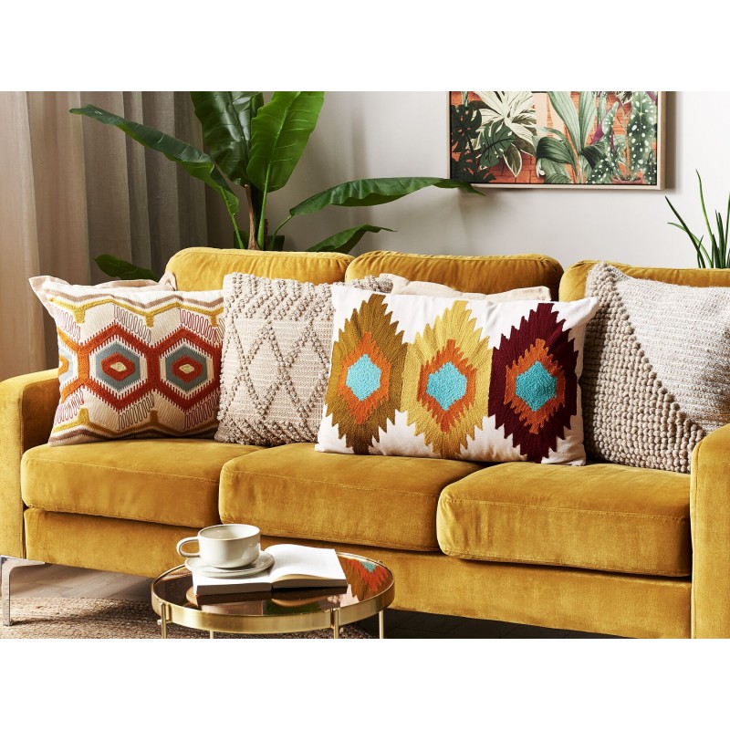 Zestaw 2 poduszek dekoracyjnych DANAPUR Bawełna 40 x 60 cm Kolorowy Wzór geometryczny Zestaw 2 poduszek dekoracyjnych DANAPUR Bawełna 40 x 60 cm Kolorowy Wzór geometryczny