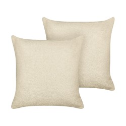 Zestaw 2 poduszek dekoracyjnych LEUZEA Boucle 45 x 45 cm Beżowy Jednolity