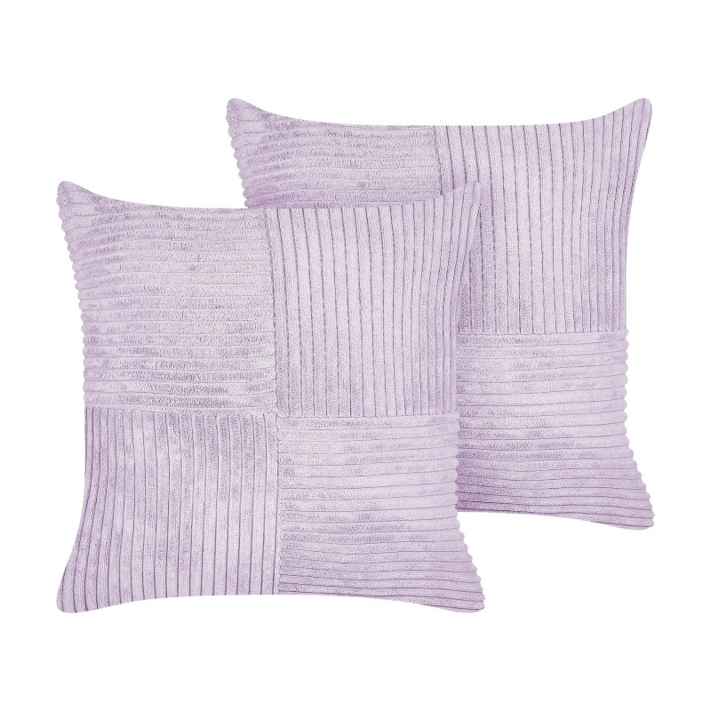 Zestaw 2 poduszek dekoracyjnych MILLET Sztruks 43 x 43 cm Fioletowy Wzór geometryczny Zestaw 2 poduszek dekoracyjnych MILLET Sztruks 43 x 43 cm Fioletowy Wzór geometryczny
