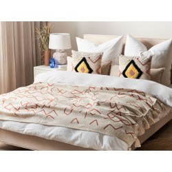 Koc BHIWANI Bawełna 130 x 180 cm Beżowy Koc BHIWANI Bawełna 130 x 180 cm Beżowy