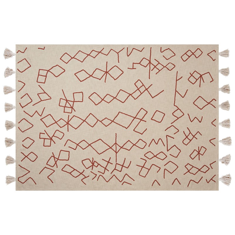 Koc BHIWANI Bawełna 130 x 180 cm Beżowy Koc BHIWANI Bawełna 130 x 180 cm Beżowy