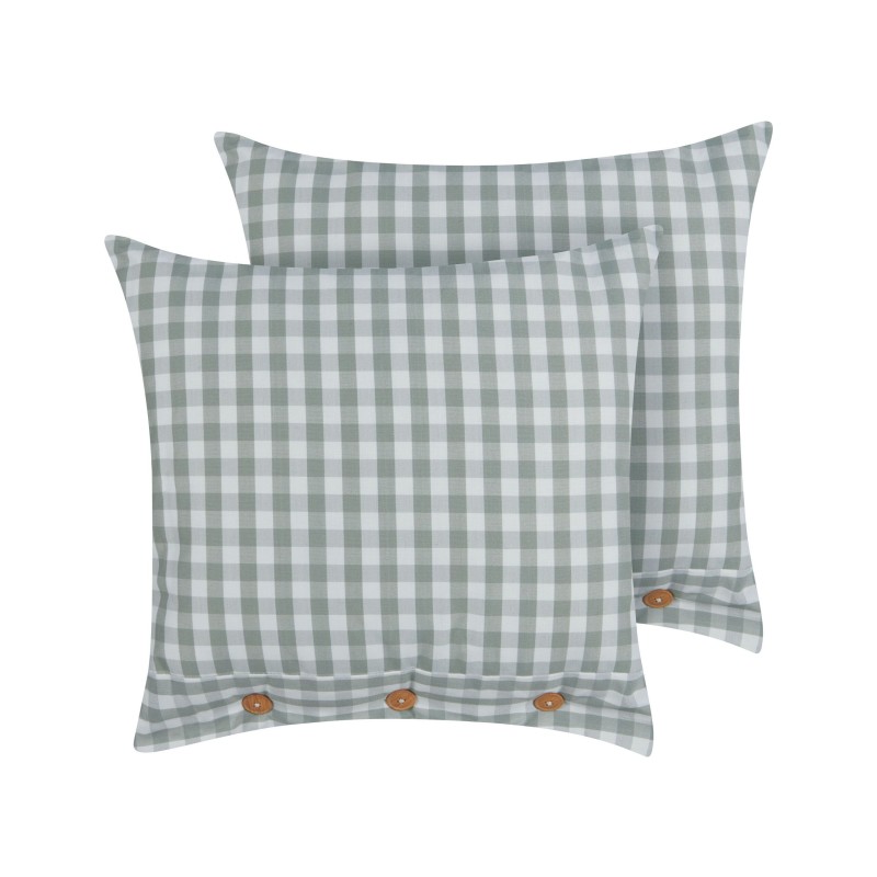 Zestaw 2 poduszek dekoracyjnych TALYA 45 x 45 cm Miętowy W kratkę Zestaw 2 poduszek dekoracyjnych TALYA 45 x 45 cm Miętowy W kratkę