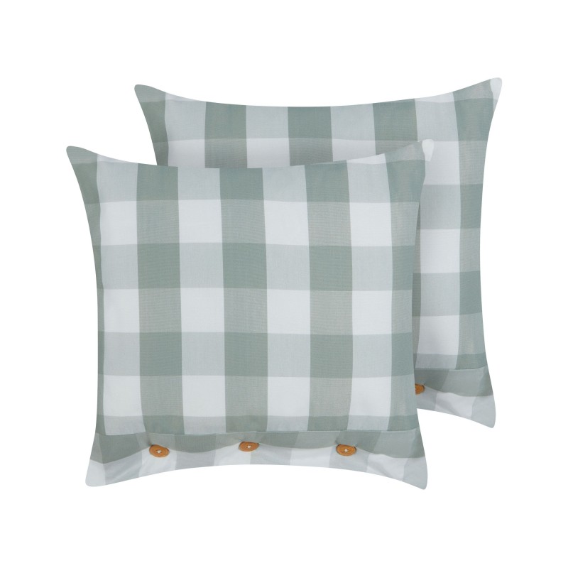 Zestaw 2 poduszek dekoracyjnych TAMNINE 45 x 45 cm Miętowy W kratkę Zestaw 2 poduszek dekoracyjnych TAMNINE 45 x 45 cm Miętowy W kratkę