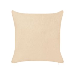 Zestaw 2 poduszek dekoracyjnych ROTALA Bawełna 45 x 45 cm Beżowy Z napisami Zestaw 2 poduszek dekoracyjnych ROTALA Bawełna 45 x 45 cm Beżowy Z napisami