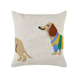 2 bawełniane poduszki dekoracyjne z motywem jamnika 45 x 45 cm beżowe BATTAL 2 bawełniane poduszki dekoracyjne z motywem jamnika 45 x 45 cm beżowe BATTAL