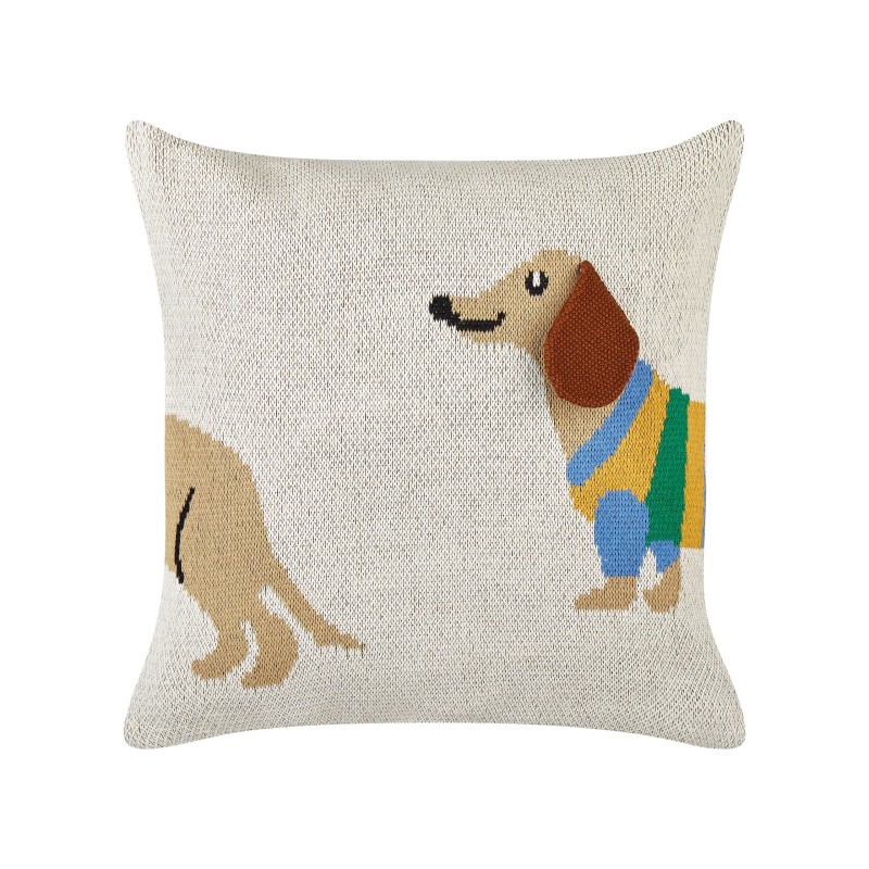 2 bawełniane poduszki dekoracyjne z motywem jamnika 45 x 45 cm beżowe BATTAL 2 bawełniane poduszki dekoracyjne z motywem jamnika 45 x 45 cm beżowe BATTAL