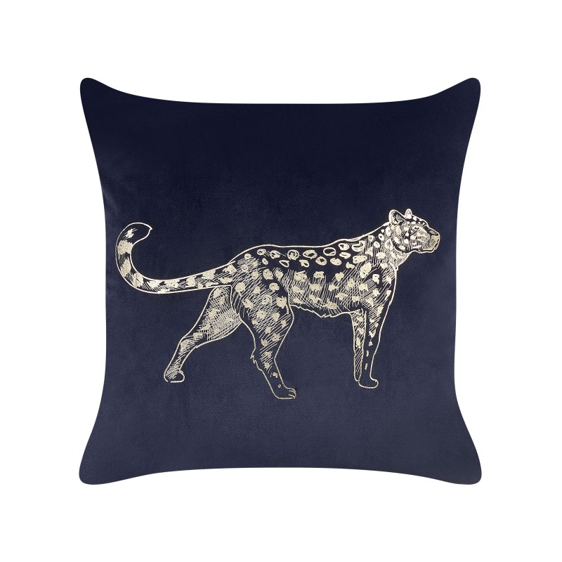 Zestaw 2 poduszek dekoracyjnych MARULA Welur 45 x 45 cm Czarny Wzór zwierzęcy Zestaw 2 poduszek dekoracyjnych MARULA Welur 45 x 45 cm Czarny Wzór zwierzęcy