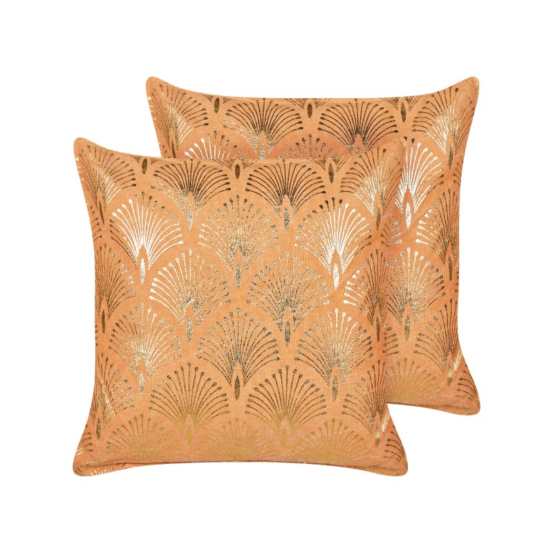 Zestaw 2 poduszek dekoracyjnych HOYA Bawełna 45 x 45 cm Pomarańczowy Wzór geometryczny Zestaw 2 poduszek dekoracyjnych HOYA Bawełna 45 x 45 cm Pomarańczowy Wzór geometryczny