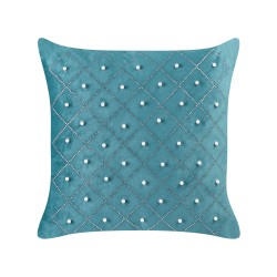 Zestaw 2 poduszek dekoracyjnych YARROW Welur 45 x 45 cm Lazurowy Wzór geometryczny Zestaw 2 poduszek dekoracyjnych YARROW Welur 45 x 45 cm Lazurowy Wzór geometryczny