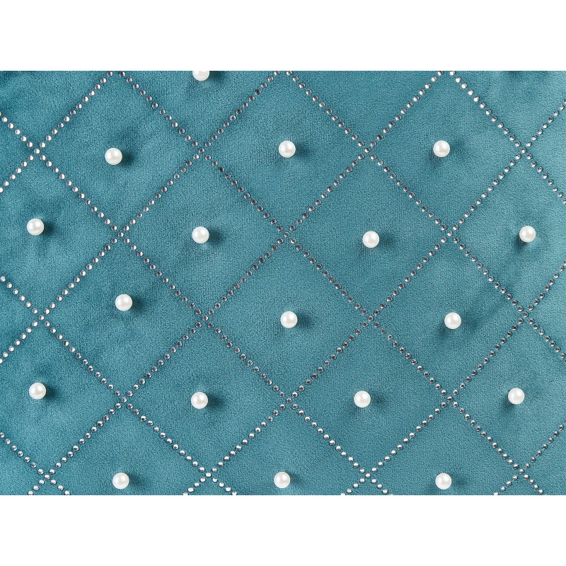 Zestaw 2 poduszek dekoracyjnych YARROW Welur 45 x 45 cm Lazurowy Wzór geometryczny Zestaw 2 poduszek dekoracyjnych YARROW Welur 45 x 45 cm Lazurowy Wzór geometryczny