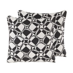 Zestaw 2 poduszek dekoracyjnych KOTURE Bawełna 45 x 45 cm Czarny/ biały Wzór geometryczny