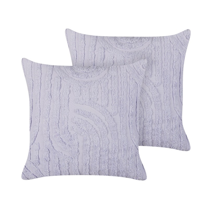 Zestaw 2 poduszek dekoracyjnych TELLIMA Bawełna 45 x 45 cm Fioletowy Wzór geometryczny Zestaw 2 poduszek dekoracyjnych TELLIMA Bawełna 45 x 45 cm Fioletowy Wzór geometryczny