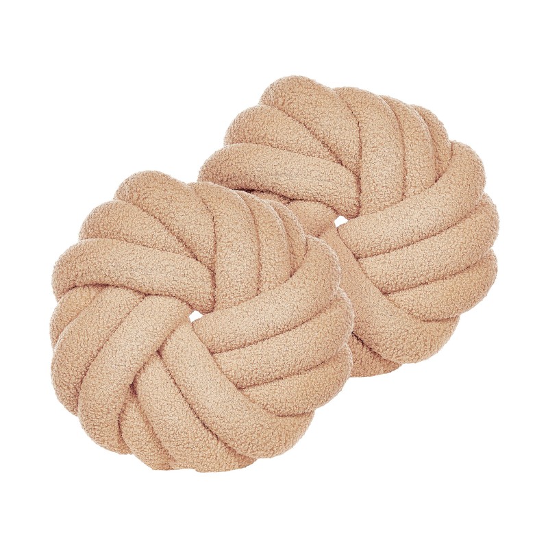 Zestaw 2 poduszek dekoracyjnych AKOLA Boucle 31 x 31 cm Piaskowy Jednolity Zestaw 2 poduszek dekoracyjnych AKOLA Boucle 31 x 31 cm Piaskowy Jednolity
