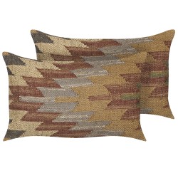 Zestaw 2 poduszek dekoracyjnych DEEPOR Juta 30 x 50 cm Kolorowy Wzór orientalny