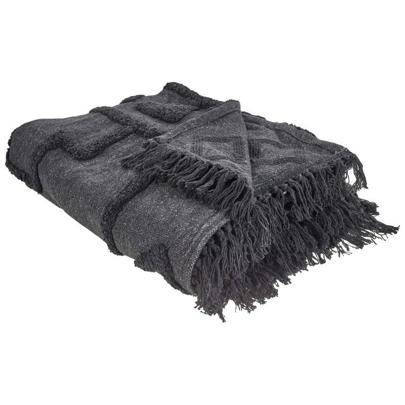 Koc CHACK Bawełna 200 x 220 cm Ciemnoszary Koc CHACK Bawełna 200 x 220 cm Ciemnoszary
