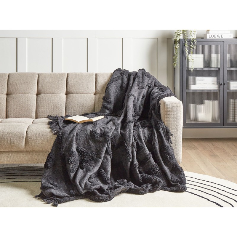 Koc CHACK Bawełna 200 x 220 cm Ciemnoszary Koc CHACK Bawełna 200 x 220 cm Ciemnoszary