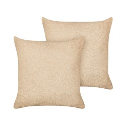Zestaw 2 poduszek dekoracyjnych LEUZEA Boucle 45 x 45 cm Piaskowy Jednolity