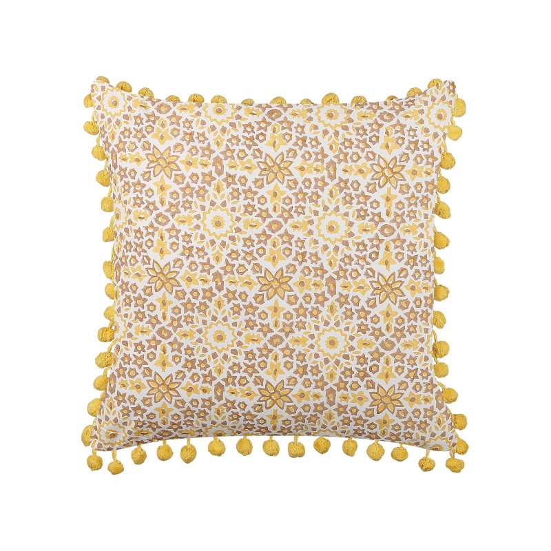 Poduszka dekoracyjna LYCROIS Bawełna 45 x 45 cm Żółty Wzór kwiatowy Poduszka dekoracyjna LYCROIS Bawełna 45 x 45 cm Żółty Wzór kwiatowy