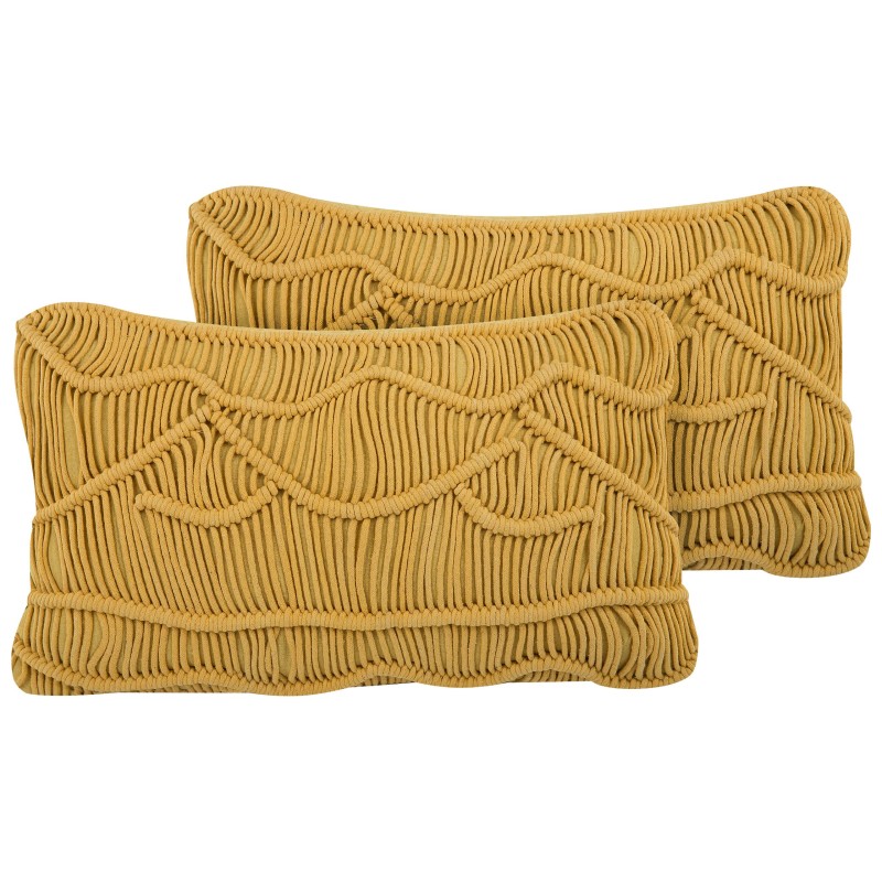 Zestaw 2 poduszek dekoracyjnych KIRIS Bawełna 30 x 50 cm Żółty Wzór geometryczny Zestaw 2 poduszek dekoracyjnych KIRIS Bawełna 30 x 50 cm Żółty Wzór geometryczny