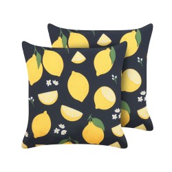 Zestaw 2 poduszek dekoracyjnych CITRUS 45 x 45 cm Czarny Wzór roślinny
