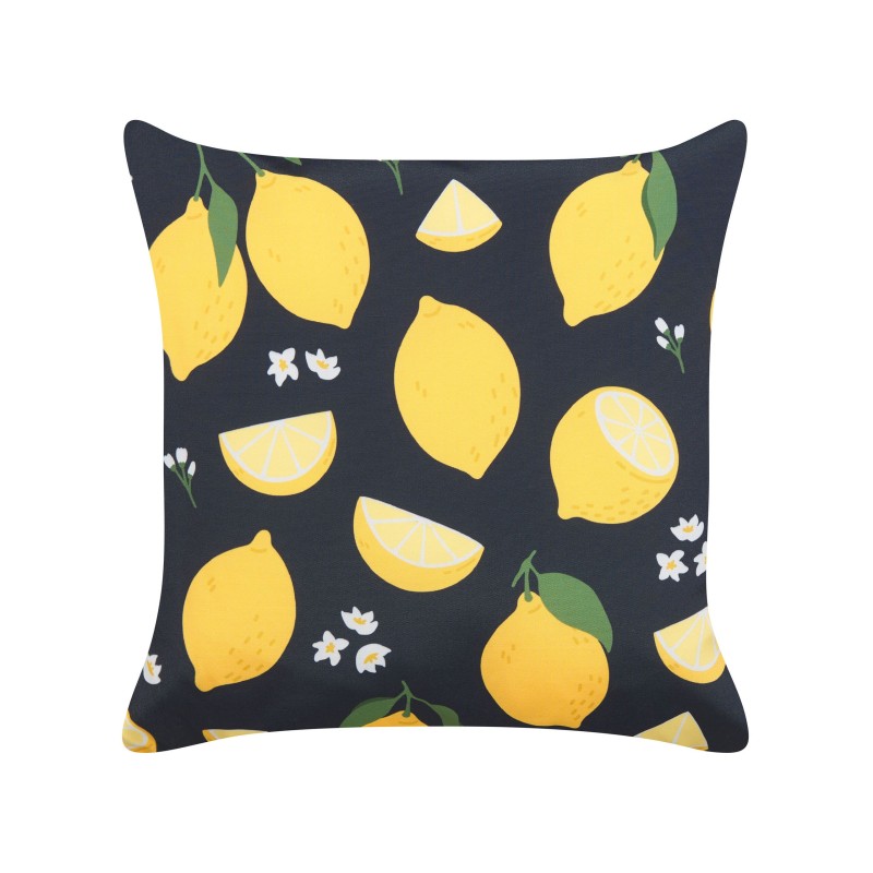Zestaw 2 poduszek dekoracyjnych CITRUS 45 x 45 cm Czarny Wzór roślinny Zestaw 2 poduszek dekoracyjnych CITRUS 45 x 45 cm Czarny Wzór roślinny