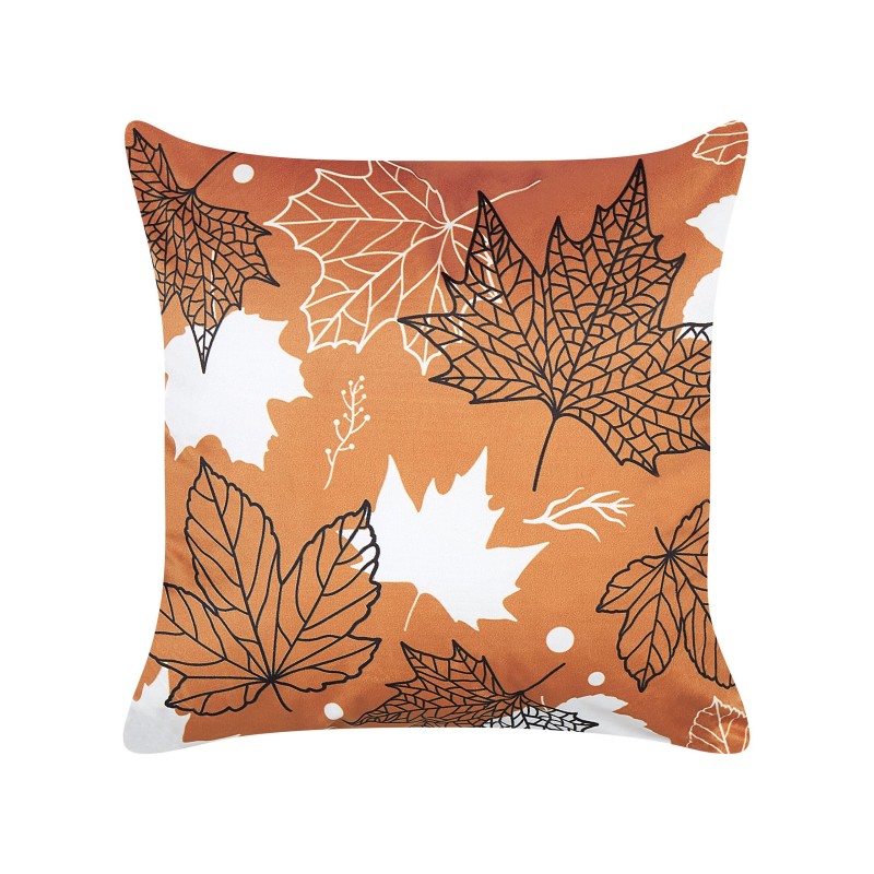 Poduszka dekoracyjna POINSETTIA Welur 45 x 45 cm Pomarańczowy Wzór roślinny Poduszka dekoracyjna POINSETTIA Welur 45 x 45 cm Pomarańczowy Wzór roślinny