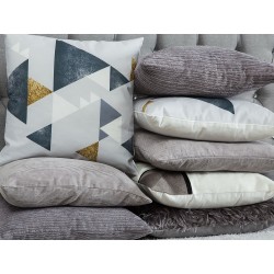 Zestaw 2 poduszek dekoracyjnych WEDELIA Bawełna 45 x 45 cm Szary Wzór geometryczny Zestaw 2 poduszek dekoracyjnych WEDELIA Bawełna 45 x 45 cm Szary Wzór geometryczny