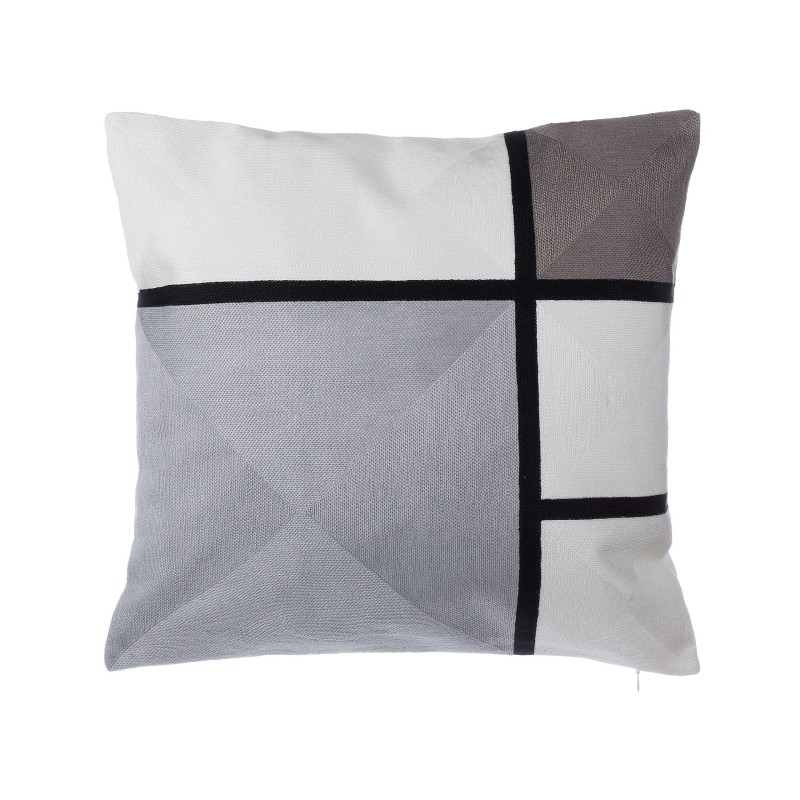 Zestaw 2 poduszek dekoracyjnych WEDELIA Bawełna 45 x 45 cm Szary Wzór geometryczny Zestaw 2 poduszek dekoracyjnych WEDELIA Bawełna 45 x 45 cm Szary Wzór geometryczny
