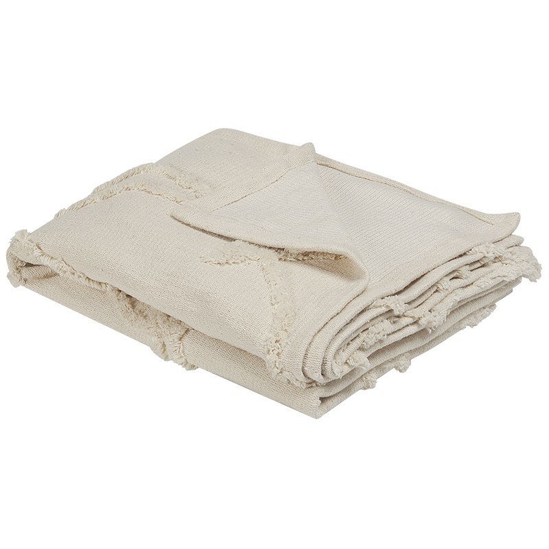 Koc ACACIA Bawełna 130 x 160 cm Beżowy Koc ACACIA Bawełna 130 x 160 cm Beżowy